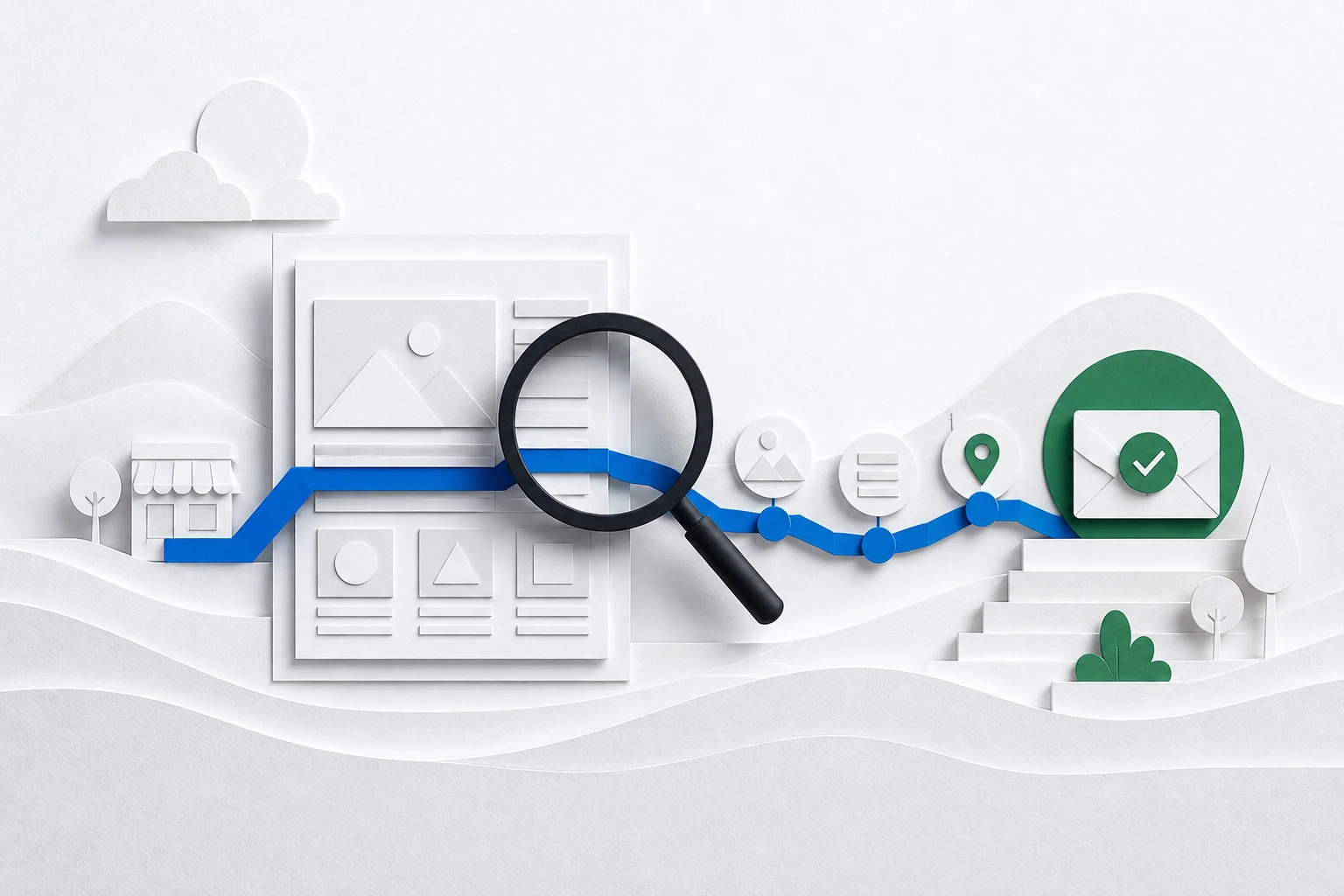 A clear route from a small business website through search visibility to an enquiry